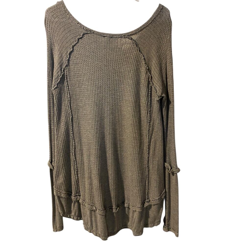 Free People We the Free Laguna Waffle Thermal Long Sleeve Top Small Gray Casual - Picture 5 of 12